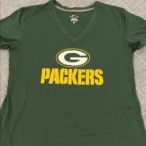 Nike Women’s Med Green Bay Packers Dri-FIT V-Neck T-Shirt